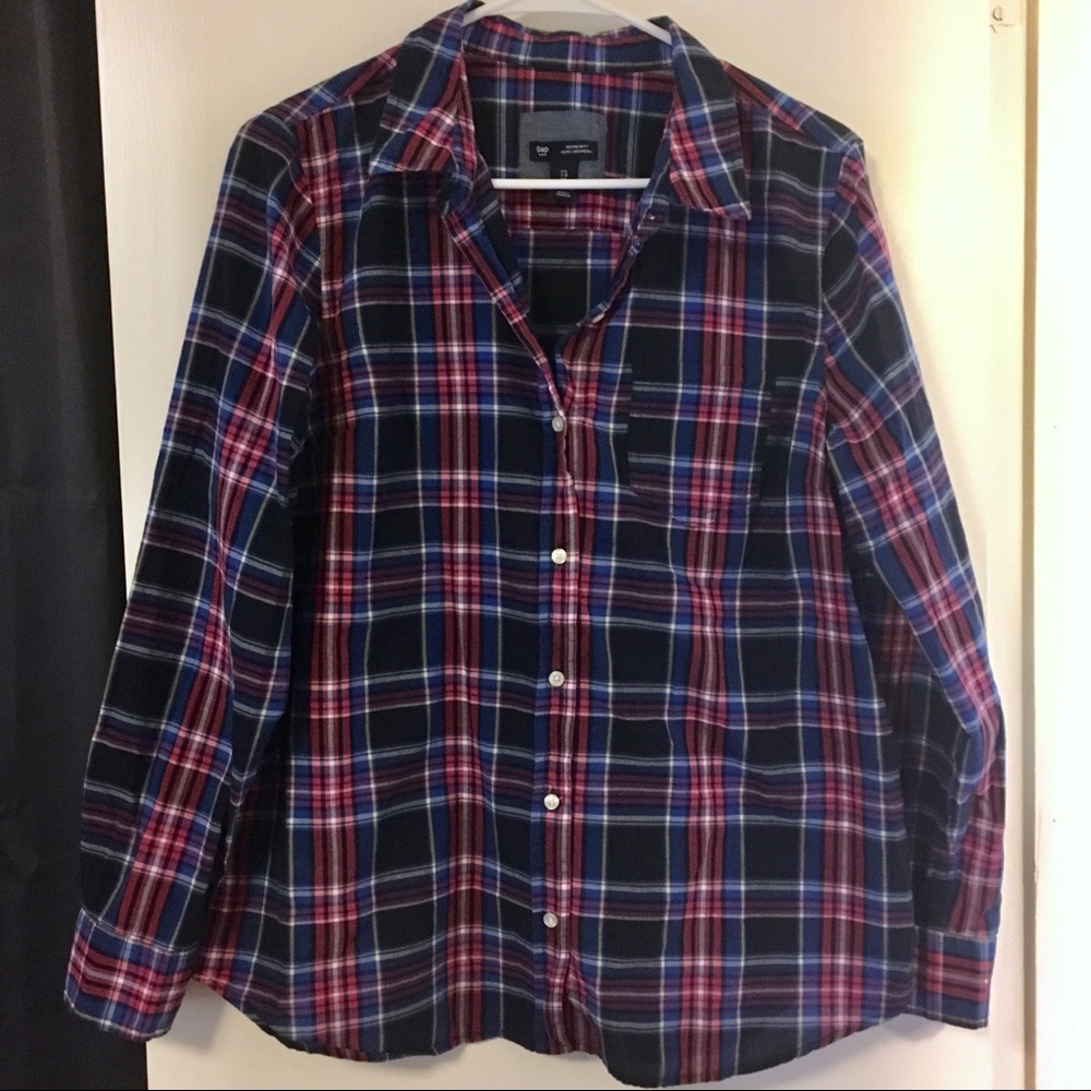 Gap Plaid Button Down - Blue/Pink